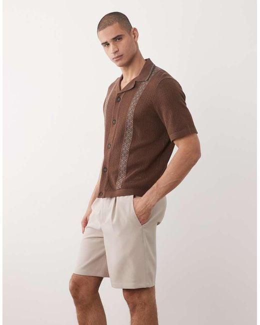 Only & Sons Natural Pull On Pleated Shorts for men