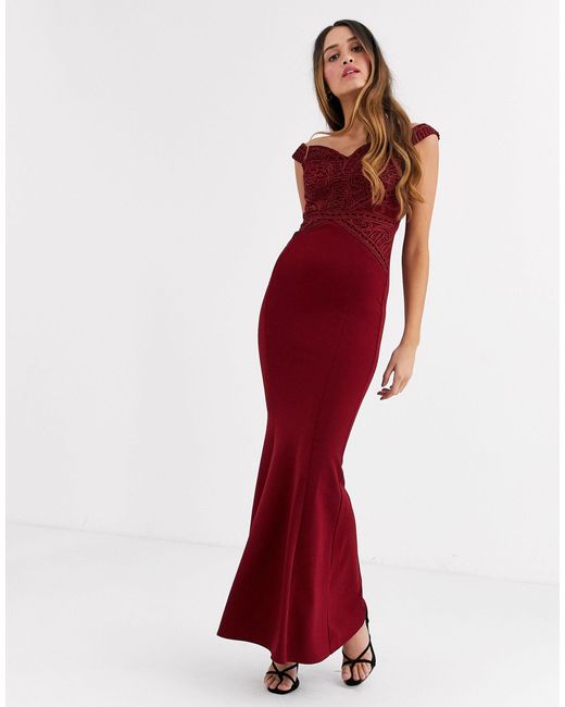 lipsy lace applique frill maxi dress