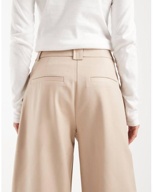ASOS Natural Tailored Cotton Sateen Barrel Leg Trousers