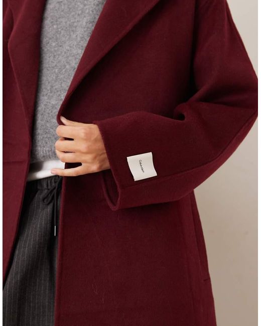 Calvin Klein Red Wool Trench Coat