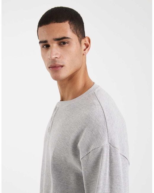Cotton On Gray Cropped Fit Textured Long Sleeve T-shirt for men