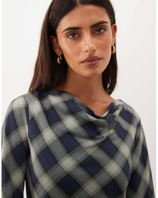 Nobody's Child Gray Cruz Satin Cowl Neck Long Sleeve Top