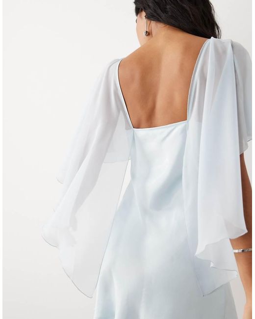 ASOS White Satin Chiffon Cape Layer Mini Dress