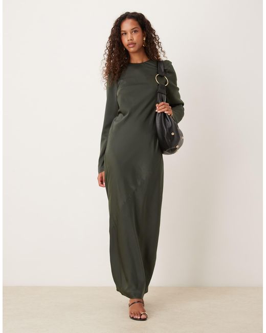 ASOS Green – maxi-schlupfkleid aus mattem satin