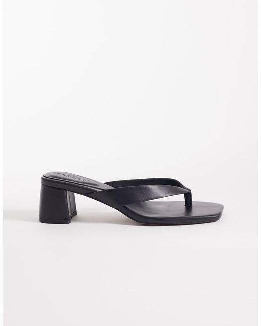 ASOS White Hideout Leather Block Heeled Toe Thong Sandals