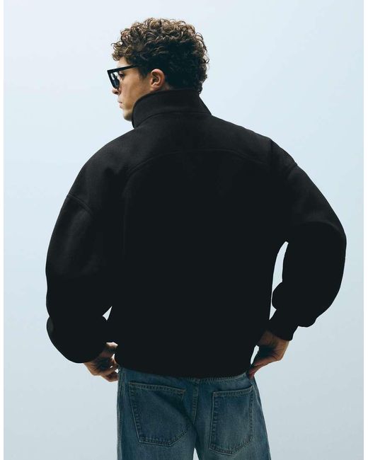 Bershka Black Wool-blend Bomber Jacket for men