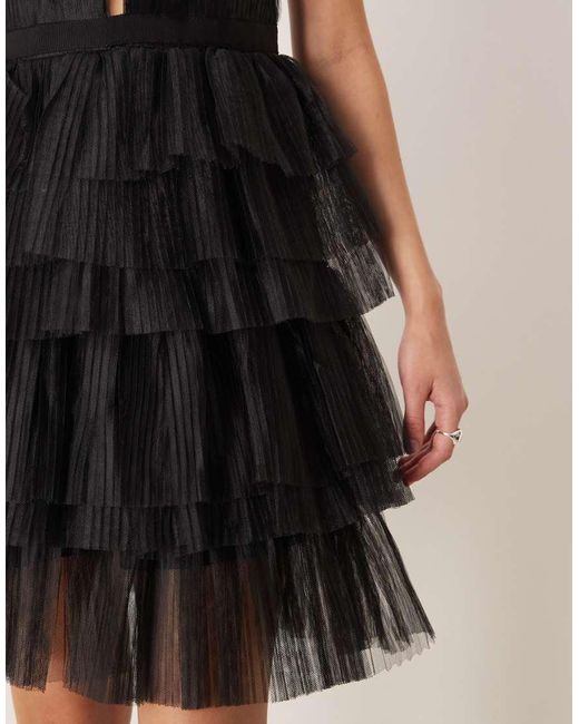 True Decadence Black V Neck Mini Dress