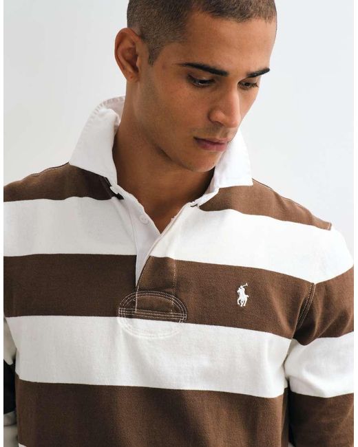 Polo Ralph Lauren Gray Long Sleeve Rugby Polo Shirt for men