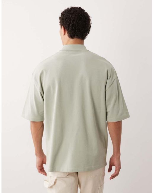 ASOS Green Heavyweight Oversized Stripe Polo for men