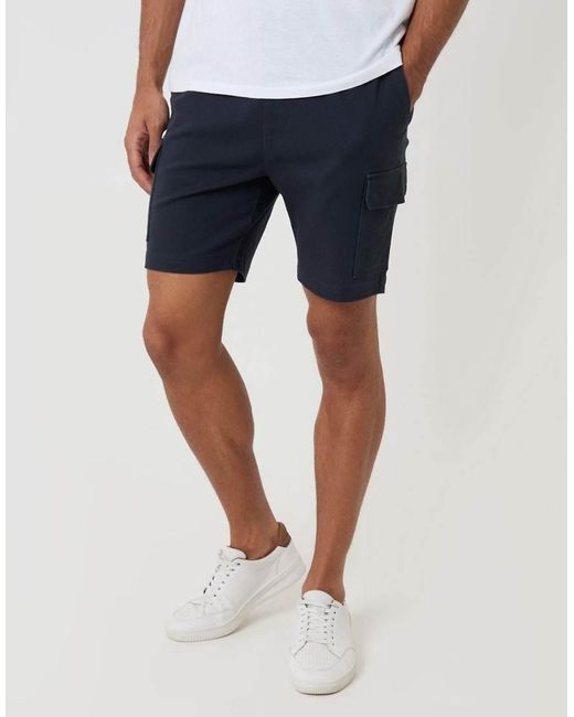 Threadbare Blue Shorter Length Stretch Cargo Shorts for men