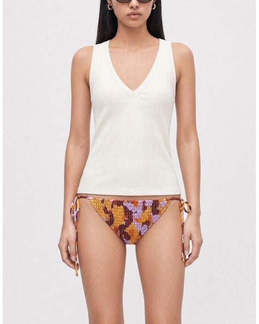 ASOS Natural May Shirred Tie Side Bikini Bottom