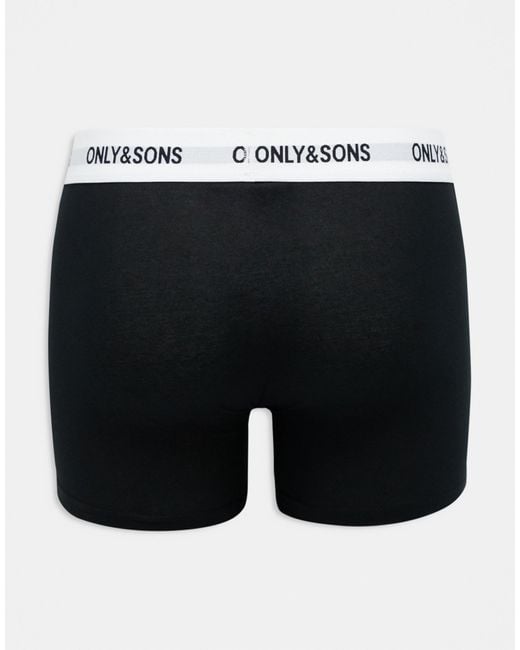 Only & Sons Black 3 Pack Trunks for men