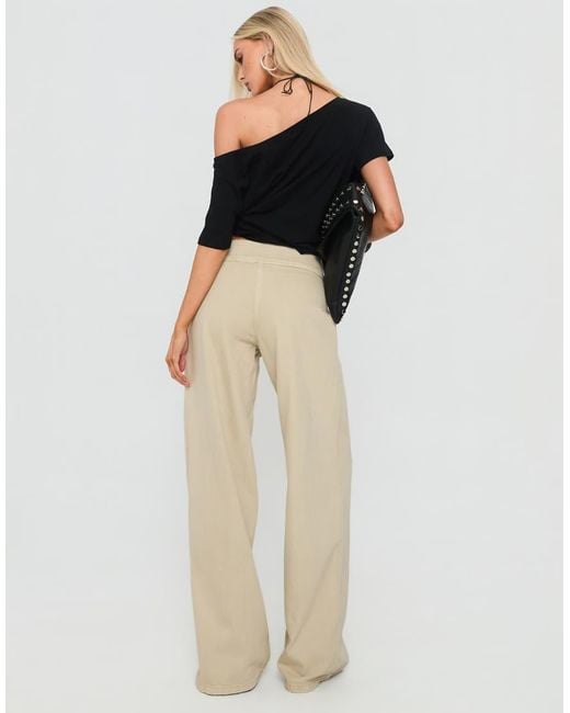 Princess Polly Black Boxie Mid Rise Tie Side Belt Detail Wide Leg Jeans