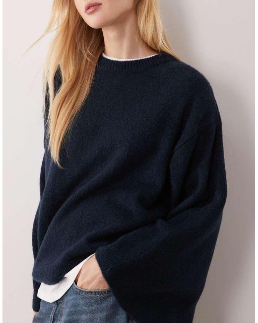 ASOS Blue Fluffy Jumper With Cape Back
