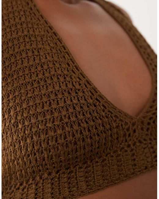 Flook Brown The Label Kyla Crochet Halter Top