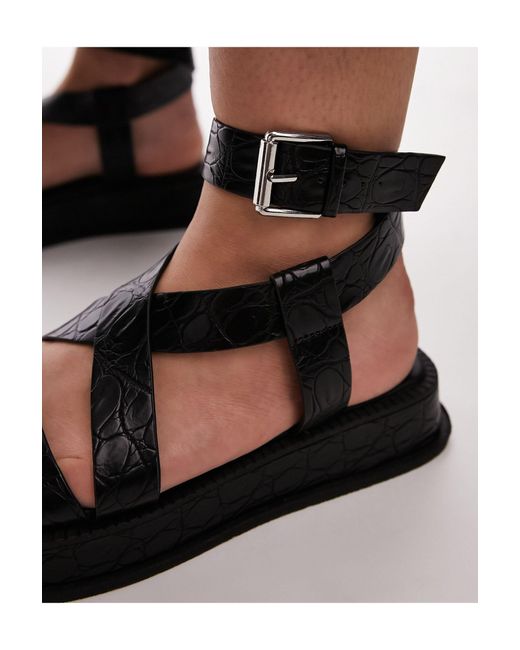 TOPSHOP Black Wide fit – jasmine – sandalen