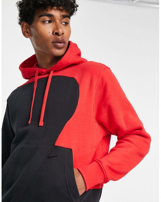 Nike Color Clash Color Block Hoodie in Red for Men | Lyst