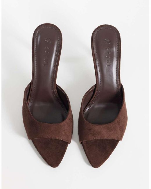 SEQWL Wide Fit Brown Ocon Heeled Sandals
