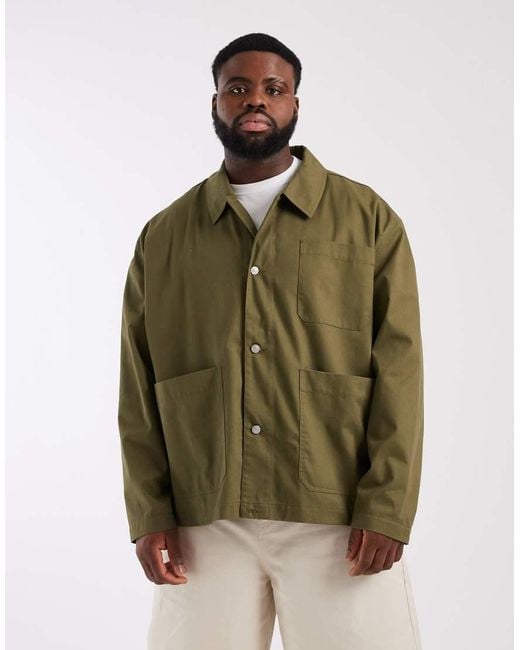 ASOS Green Oversized Worker Jacket for men