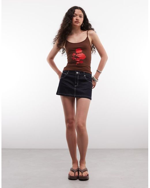 Susmie's Red Rose Graphic Strappy Vest Top