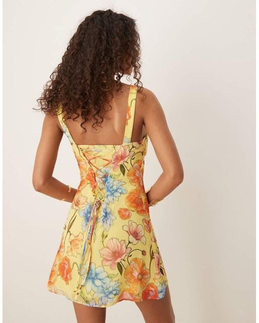 ASOS Natural Lace Up Back Mini Dress