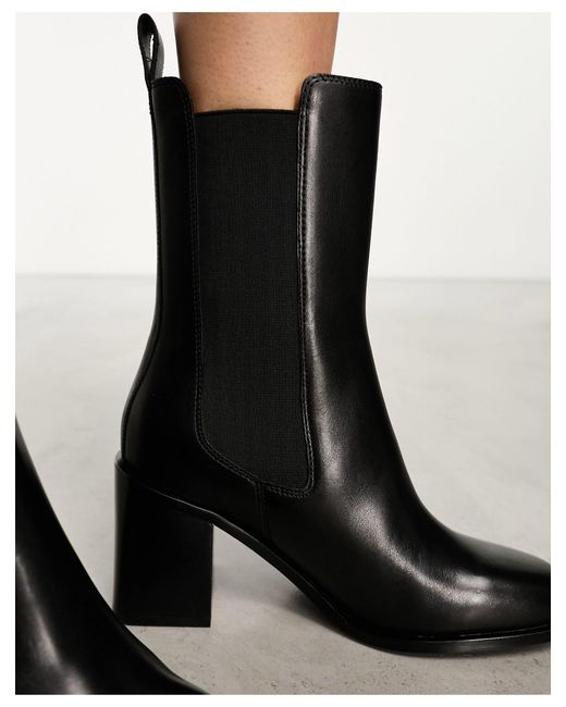 & Other Stories Black Soft Square Heeled Ankle Boots