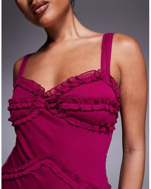 ASOS Purple Cami Ruffle Detail Maxi Dress