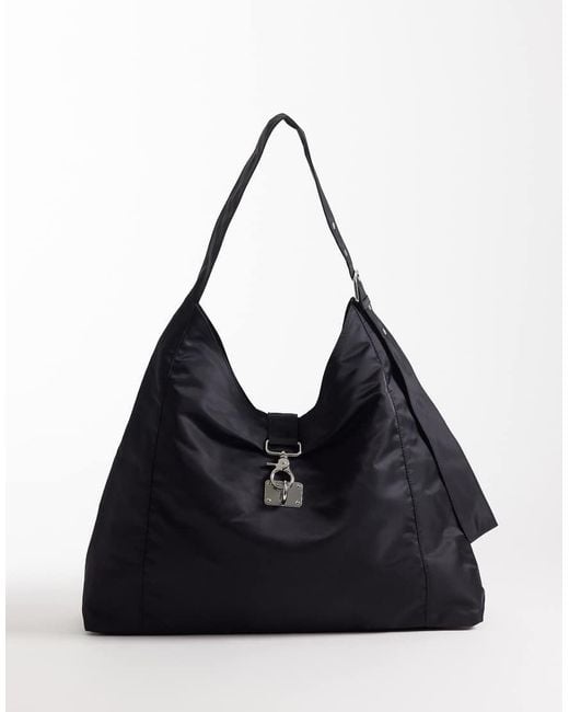 Weekday Black Medium Shoulder Bag With Buckle Closure Detail