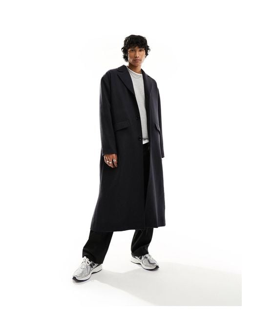 Armond - manteau oversize long en laine mélangée - foncé chiné Weekday pour homme en coloris Black