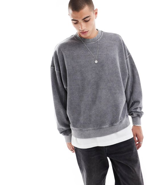 Sweat texture delave Bershka pour homme en coloris Gris Lyst