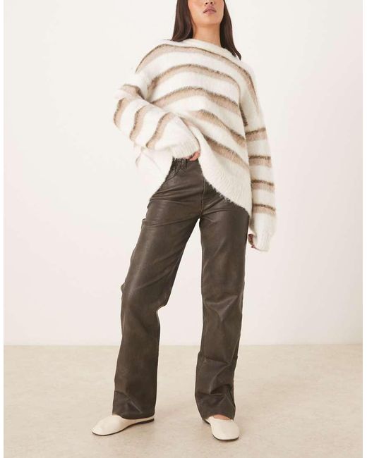 Abercrombie & Fitch Natural Leather High Rise 90S Relaxed Trousers