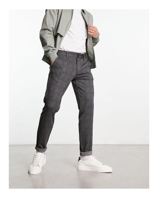 Pantalon slim habillé en jersey à carreaux - gris Only & Sons pour homme en  coloris Noir | Lyst