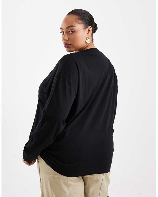 ASOS Black Asos Design Curve Long Sleeve T-shirt With Bloom Graphic