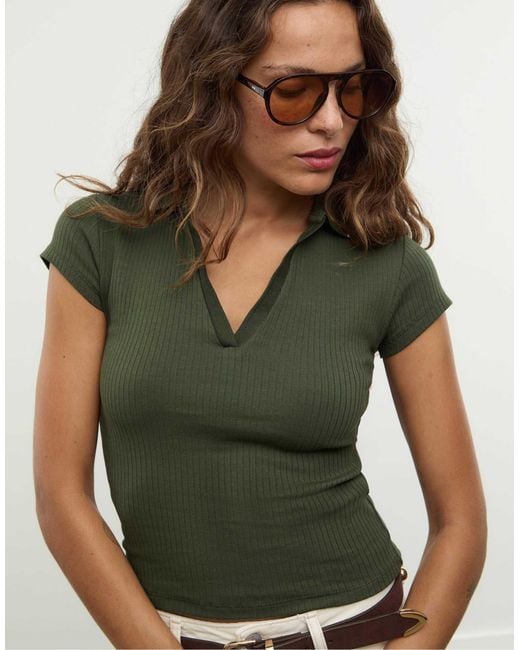 Stradivarius Green – basic-t-shirt