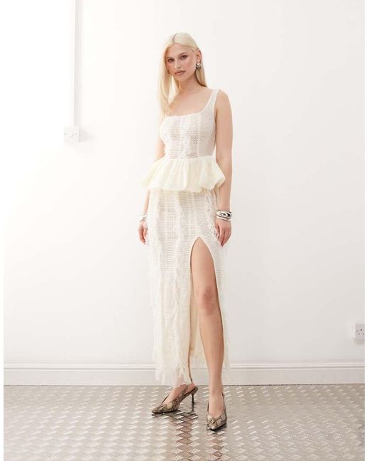 Amy Lynn Natural Calla Textured Peplum Top Co-Ord