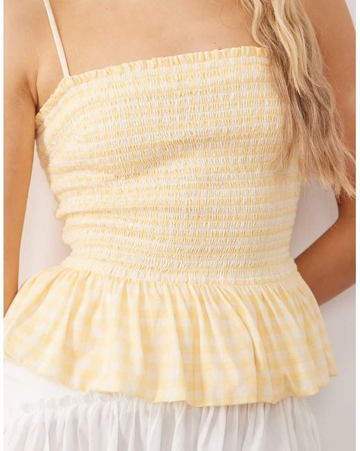 Free People Natural Sundance Shirred Strappy Top