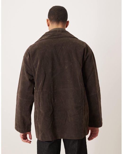 ASOS Brown Extreme Oversized Mid Length Jacket for men