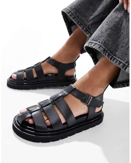Walk London Budapest Fisherman Sandals in Black Lyst UK