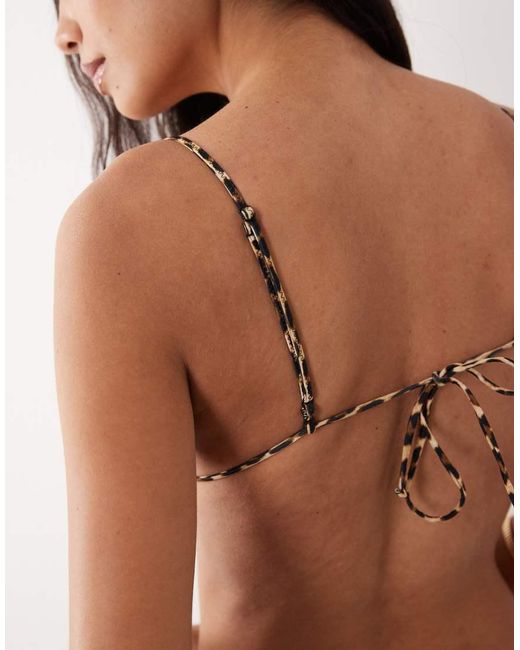 Mango Brown Leopard Print Tie Back Bikini Top