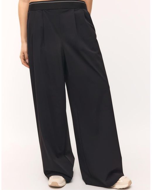 Stradivarius Black Palazzo jogger Trousers With Elastic Waistband