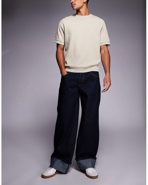 Liquor N Poker Multicolor Cinch Midrise Turn-up baggy Denim Jeans With Contrast Stitching for men