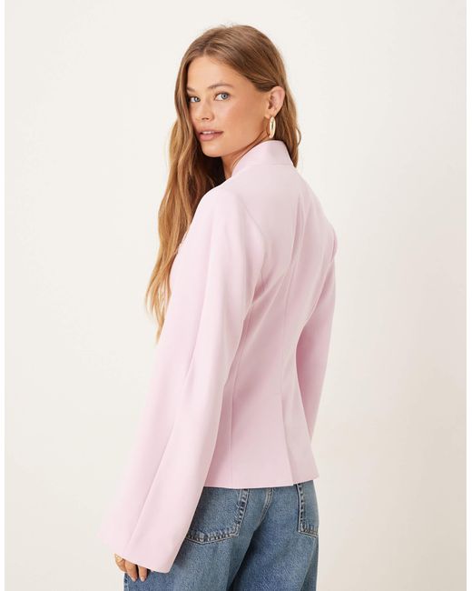 Blazer habillé sans col avec manches cocon ASOS en coloris Pink