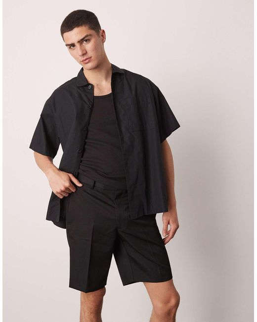 ASOS Black Smart Straight Leg Shorts for men