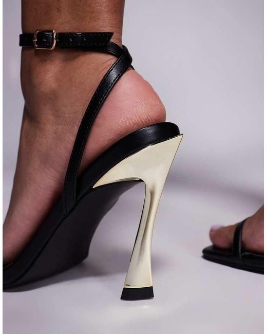 Public Desire Black Thrill Ride Barely There Heeled Sandals