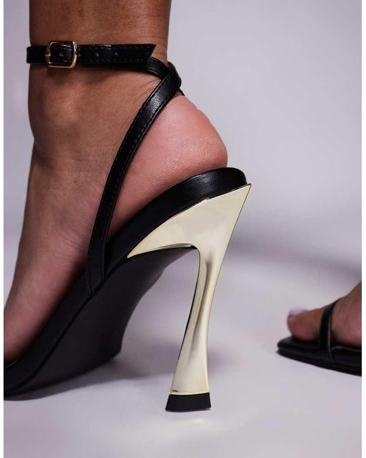 Public Desire Black Thrill Ride Barely There Heeled Sandals