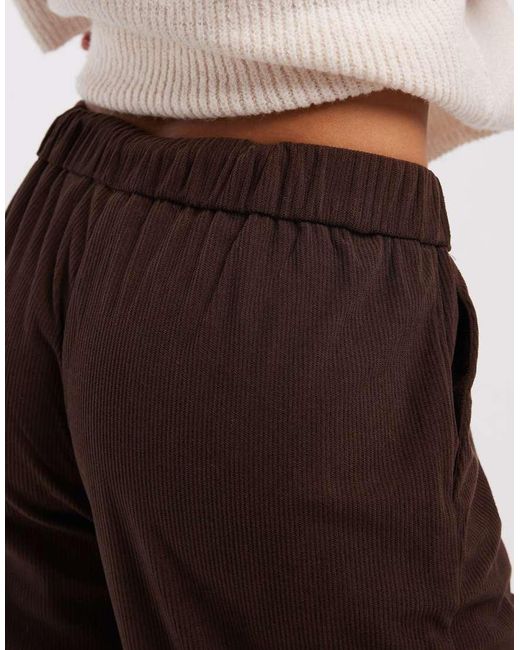 ONLY Brown Wide Leg Pull On Cord Trouser