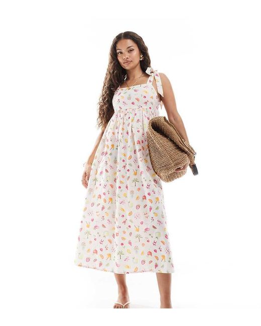 Miss Selfridge White Tie Shoulder Maxi Dress