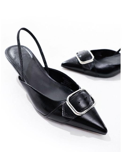 Score - scarpe nere con tacchetto a spillo, fibbia e cinturino posteriore di ASOS in Black