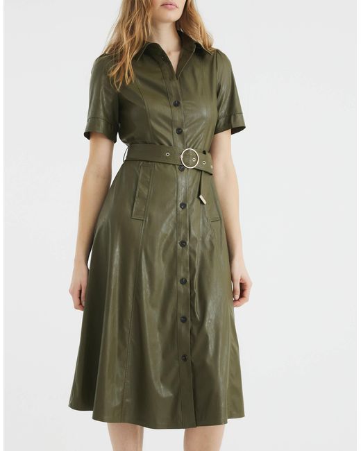 Robe mi-longue en similicuir River Island en coloris Green