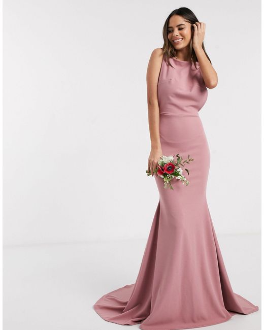 Missguided Pink Bridesmaid – kleid mit tiefem rückenausschnitt